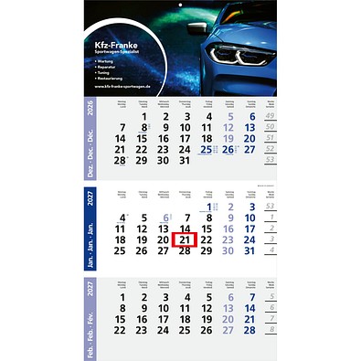 Geiger-Notes Monatskalender Logic 3 Post A Bestseller, inkl. Druck, blau