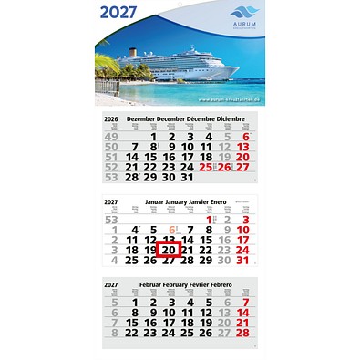 Geiger-Notes Monatskalender Medium Light 3 Bestseller, inkl. Druck, hellgrau