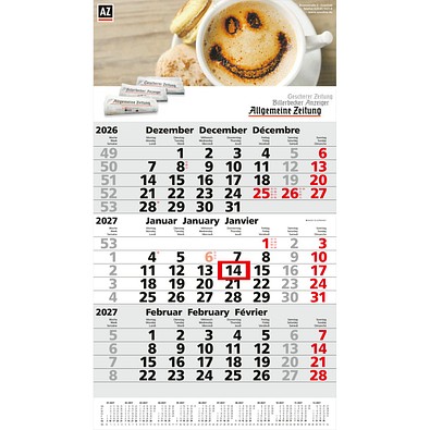 Geiger-Notes Monatskalender Primus 3 Post A Bestseller, inkl. Druck, hellgrau