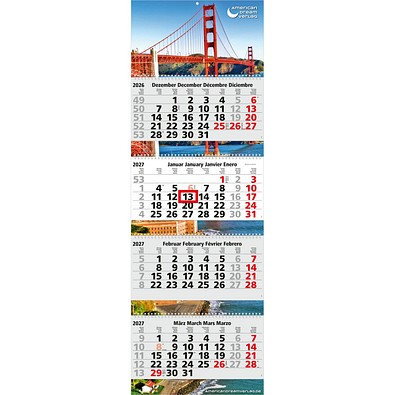 Geiger-Notes Monatskalender Quadro Wire-O 4 Bestseller, inkl. Druck, hellgrau