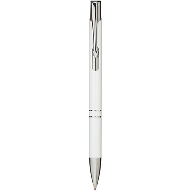 Moneta Druckkugelschreiber aus Aluminium (schwarze Mine), weiss