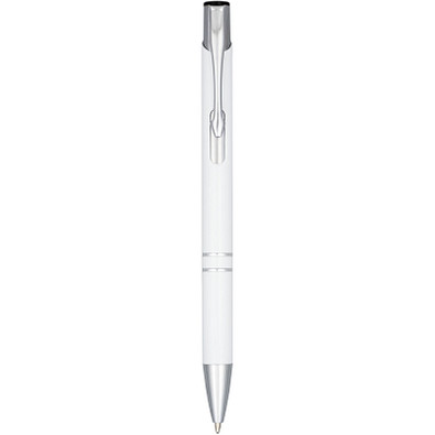 Moneta Druckkugelschreiber aus eloxiertem Aluminium, schwarze Mine, weiss