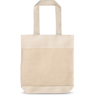 MUMBAI. Tragetasche mit Mesh aus 100% Baumwolle (180 g/m²), Naturhell