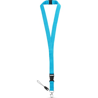 MURRAY. Lanyard aus Polyester (20 mm) mit einem Schlüsselband, Hellblau