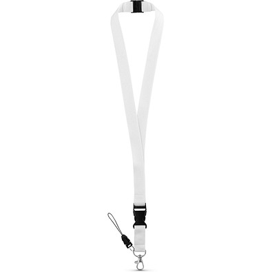 MURRAY. Lanyard aus Polyester (20 mm) mit einem Schlüsselband, Weiß