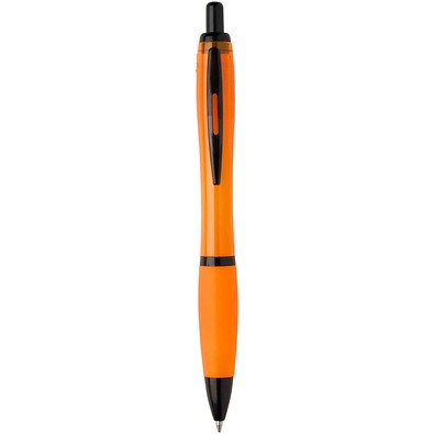Nash Kugelschreiber aus recyceltem Kunststoff mit schwarzen Zierelementen (schwarze Mine), orange
