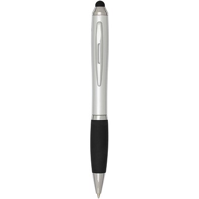 Nash RCS Stylus Kugelschreiber aus recyceltem Kunststoff mit farbigem Schaft und schwarzem Griff (schwarze Tinte), silber