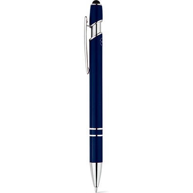 NEIL. Kugelschreiber mit Gehäuse aus recyceltem Aluminium (100% rAL) und Touch-Pen Druckknopf, Dunkelblau