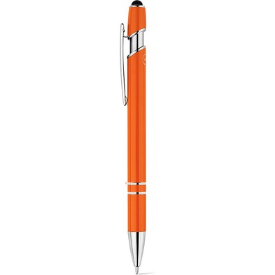 NEIL. Kugelschreiber mit Gehäuse aus recyceltem Aluminium (100% rAL) und Touch-Pen Druckknopf, Orange