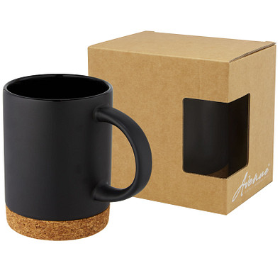 Neiva 425 ml Keramiktasse mit Korkboden, schwarz