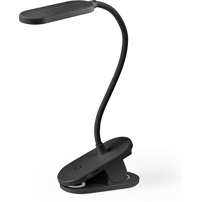 NESBIT II. Tragbare Schreibtischlampe mit Clip und 30 Stunden Betriebsdauer aus 65 % rABS, Schwarz