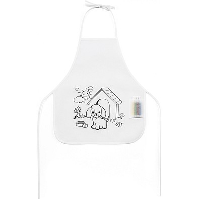 NILO. Kinderschürze zum Ausmalen aus Vliesstoff (80 g/m²), Weiß