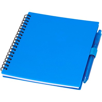 Niove Softcover Notizbuch aus recyceltem Kunststoff mit Kugelschreiber (blaue Mine), blau