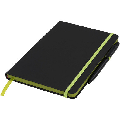 Noir Edge A5 Notizbuch mit farbigem Rand, schwarz,limone