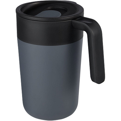 Nordia 400 ml doppelwandiger Becher aus Recyclingmaterial, grau