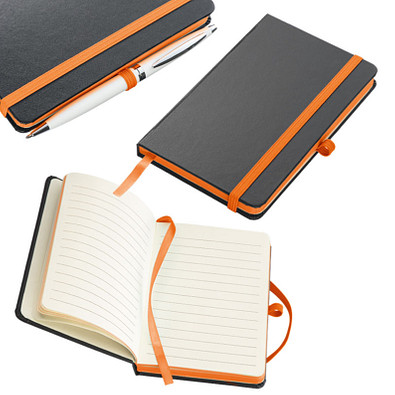 Notizbuch BlackLine, DIN A6, liniert, schwarz/orange