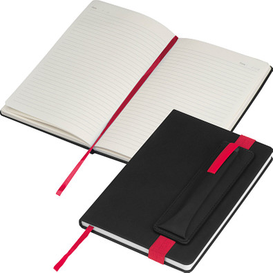 Notizbuch mit farbigen Applikationen, rot