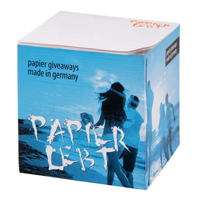 Recycling Notizquader, 9 x 9 x 9 cm, Digitaldruck