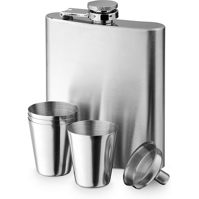 NOVAK. Set aus Edelstahlflasche und Gläsern 200 mL, Silber