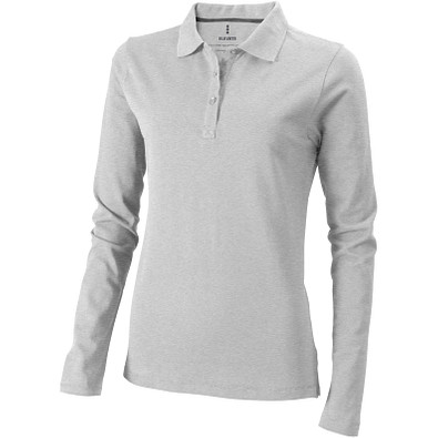 ELEVATE Damen Langarm Poloshirt Oakville, grau meliert, XL