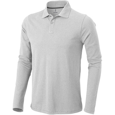 ELEVATE Herren Langarm Poloshirt Oakville, grau meliert, XXL