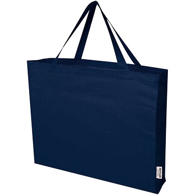 Odessa 220 g/m² Baumwoll Tragetasche aus GRS recycelter Baumwolle, groß, navy