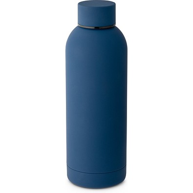 ODIN. Trinkflasche aus Edelstahl (36% recycelt) (550 mL) mit gummierter Oberfläche, Dunkelblau