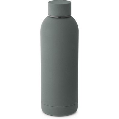 ODIN. Trinkflasche aus Edelstahl (36% recycelt) (550 mL) mit gummierter Oberfläche, Dunkelgrau