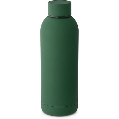 ODIN. Trinkflasche aus Edelstahl (36% recycelt) (550 mL) mit gummierter Oberfläche, Dunkelgrün