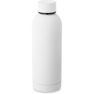 ODIN. Trinkflasche aus Edelstahl (36% recycelt) (550 mL) mit gummierter Oberfläche, Weiß