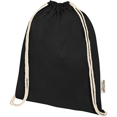 Oregon 140 g/m² Turnbeutel aus GRS recycelter Baumwolle, schwarz
