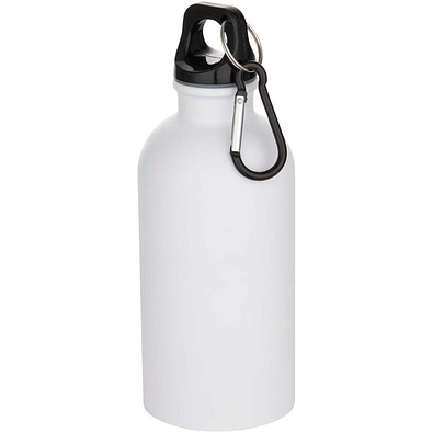 Oregon 400 ml matte RCS-zertifizierte einwandige Trinkflasche aus recyceltem Edelstahl mit Karabinerhaken, weiss