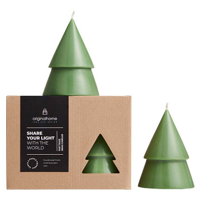 Originalhome Weihnachtsbaum Kerze M, 2er Set, heather grün