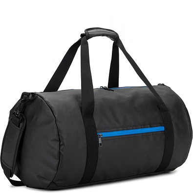 OSASCO SPORT. Sporttasche im Zylinder-Format aus hochdichtem, recyceltem 600D-Polyester mit Seitenfach für Schuhe, Königsblau
