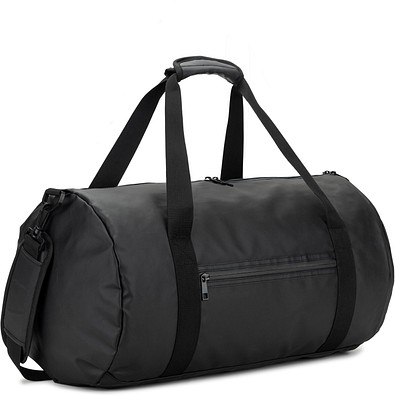 OSASCO SPORT. Sporttasche im Zylinder-Format aus hochdichtem, recyceltem 600D-Polyester mit Seitenfach für Schuhe, Schwarz
