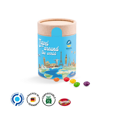 Papierdose Eco Maxi mit Skittles Kaubonbon, inkl. Druck