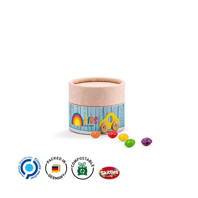 Papierdose Eco Mini, Skittles Kaubonbons, inkl. Druck