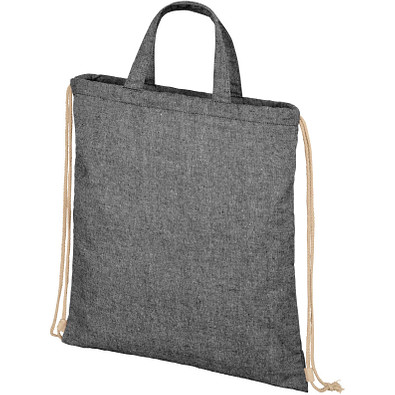 Pheebs 210 g/m² recycelter Rucksack mit Kordelzug, heather schwarz