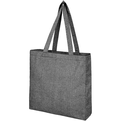 Pheebs 210 g/m² recycelte Tragetasche mit Seitenfalten 13L, heather schwarz