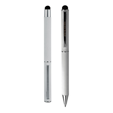 Pierre Cardin® CLAUDIE Set aus Rollerball Touchpen und Kugelschreiber Stylus, weiß