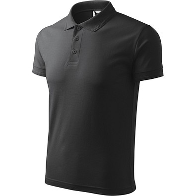 Polohemd Herren Pique Polo, S, anthrazit melliert