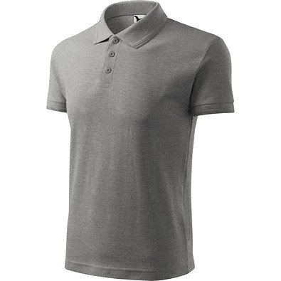 Polohemd Herren Pique Polo, S, dunkelgrau melliert