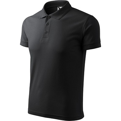 Polohemd Herren Pique Polo, S, ebony grau