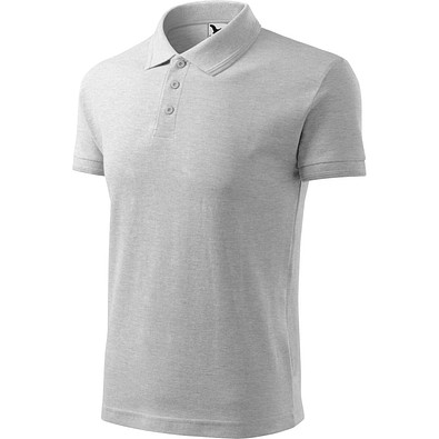 Polohemd Herren Pique Polo, S, hellgrau melliert
