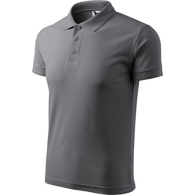 Polohemd Herren Pique Polo, S, stahlgrau