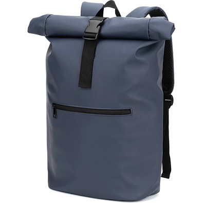 PORTLAND. Roll-Top-Rucksack aus PU mit Laptopfach, 16“, Blau