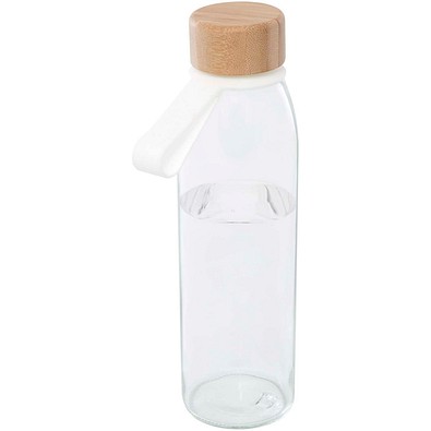 Porto 500 ml Glas-Flasche mit Silikongriff und Bambusdeckel, transparent klar