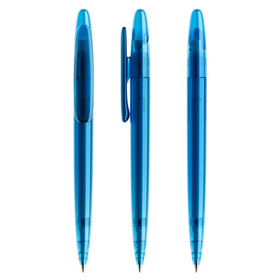 prodir® Drehkugelschreiber DS 5 ohne Metallspitze, blaue Mine, blau transparent