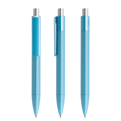 prodir® Druckkugelschreiber DS4 PMM Push, blaue Mine, Dusty Blue/silber satiniert