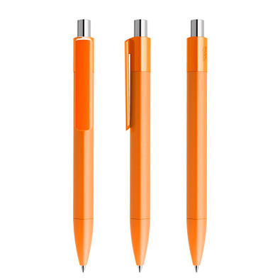 prodir® Druckkugelschreiber DS4 PMM Push, blaue Mine, orange/silber poliert